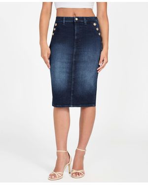 Guess Slim Fit High Rise Pencil Skirt - Blue