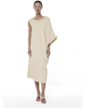 eem Chain-detail Knit Asymmetric Dress - White
