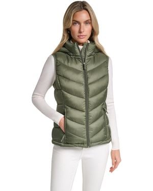 Charter Club Packable Hooded Puffer Vest - Green
