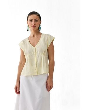 REISTOR The Deep V Neck Top - Natural