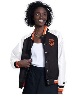 Starter White/black San Francisco Giants Blitz Varsity Raglan Full-snap Satin Jacket
