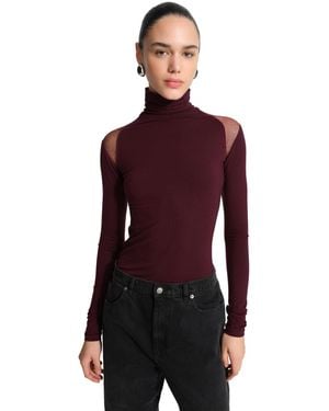 MARCELLA Maria Long-sleeve Asymmetric Cutout Top - Purple