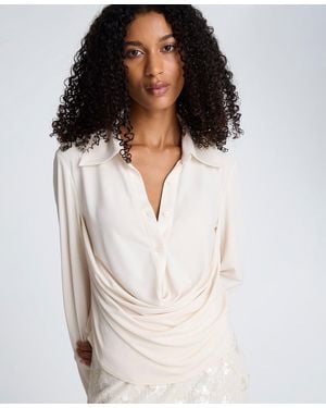 Kenneth Cole Drape Front Pull-on Shirt - White