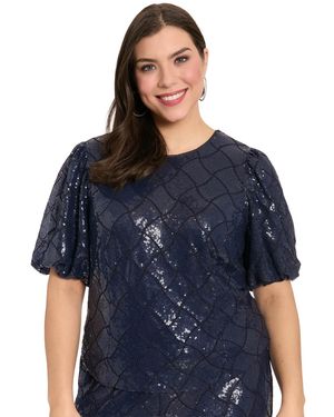 Muse Plus Size Crew Neck Short-sleeve Top - Blue