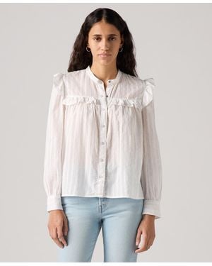 Levi's Gianna Long Sleeve Ruffle Trim Blouse - White