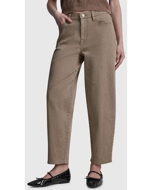 DKNY Mid-rise Striped Baby Barrel-leg Jeans - Natural