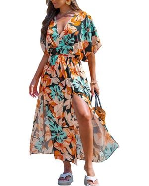 CUPSHE Coral Island Tropical Maxi Beach Dress - White