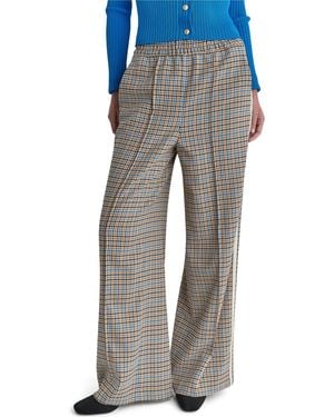 BCBGMAXAZRIA Mid-rise Plaid Wide-leg Track Pants - Gray