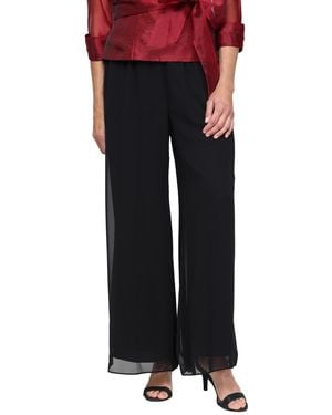 Alex Evenings Wide-leg Chiffon Palazzo Pants - Black