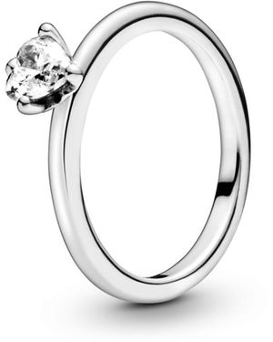 PANDORA Clear Heart Solitaire Ring - Metallic