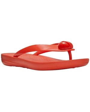 Fitflop Iqushion Glossy-button Slip-on Sandals - Red