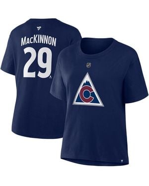 Fanatics Nathan Mackinnon Athletic Colorado Avalanche Authentic Stack Name Number T-shirt - Blue