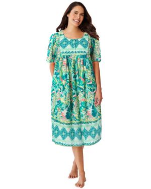 Only Neccessities Plus Size Only Necessities Mixed Print Short Lounger - Blue