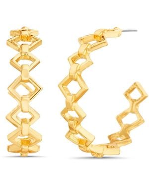 Kensie Geometric Cut Out Hoop Earring - Metallic
