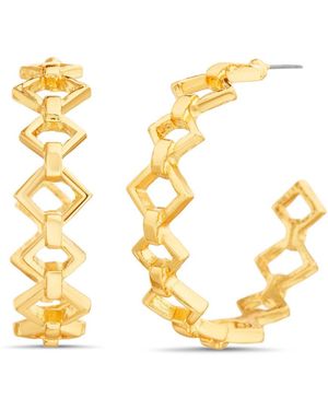 Kensie Geometric Cut Out Hoop Earring - Metallic
