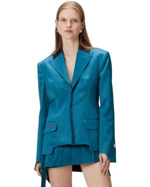 Pcfg Slim-fit High-shine Blazer - Blue