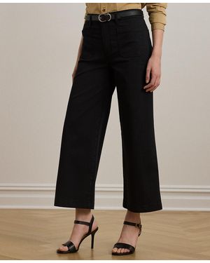 Ralph Lauren Petite Stretch Chino Wide-leg Cropped Pants - Black
