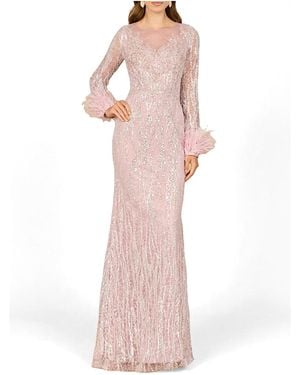 Lara Long Sleeve Sheath Gown - Pink