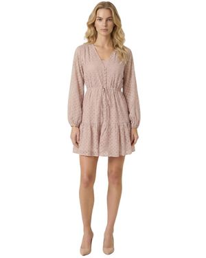 Modenaire Polka Dot Embroidered Lace Dress - Pink