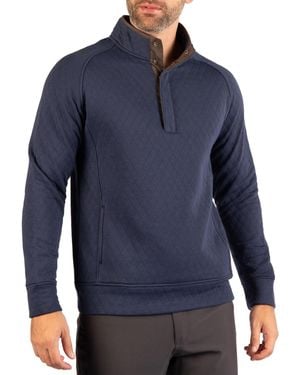 Tailorbyrd Quilted Knit Hidden Snap Pullover - Blue