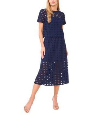 Cece Circle Eyelet Top Midi Skirt - Blue