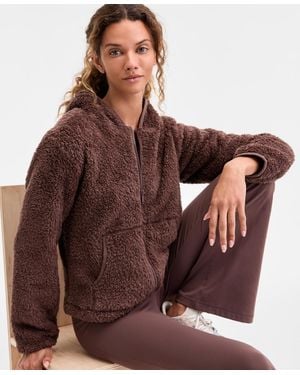 ID Ideology Relaxed Hooded Sherpa Long-sleeve Jacket - Brown