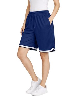 Jump Start Loose Fit Premium Active Moisture Wicking Workout Mesh Shorts With Trim - Blue
