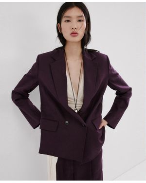 Mango Linen Suit Blazer - Purple