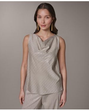 Donna Karan Sleeveless Cowl Neck Top - Brown