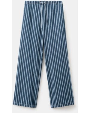 Mango Straight Striped Pants - Blue
