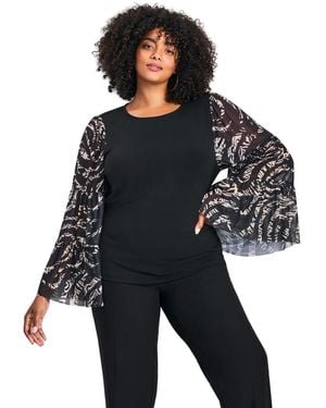 Avenue Mylo Mesh Bell Sleeve Top - Multicolor