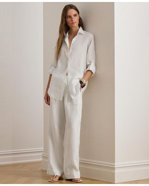 Ralph Lauren Wide-leg 100% Linen Pants - White