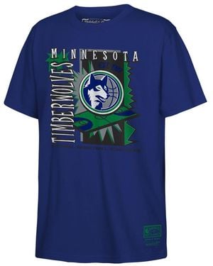 Mitchell & Ness Big Boys And Girls Minnesota Timberwolves Retro '90s Poster T-shirt - Blue