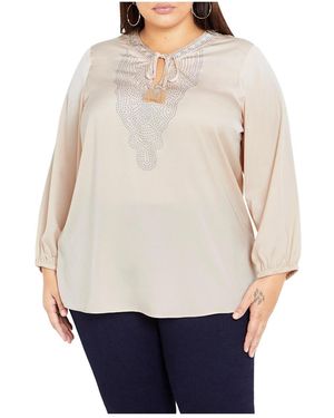 City Chic Detail Neck Top - Multicolor