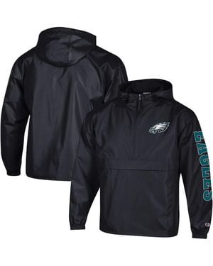 Champion Philadelphia Eagles Packable Hooded Windbreaker Half-zip Jacket - Blue