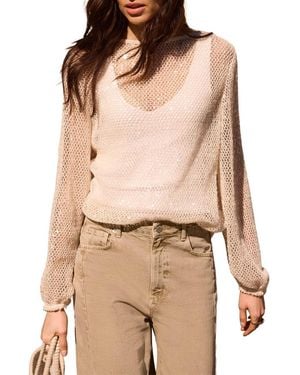 Mint Velvet Sequin Long-balloon-sleeve Blouse - Natural