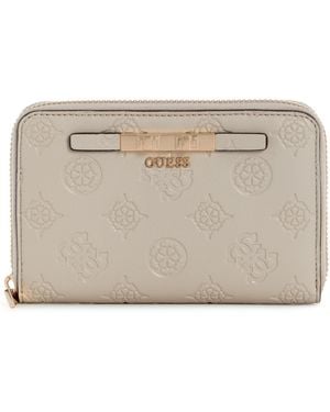 Guess Carmella Mini Zip Around Wallet - Natural