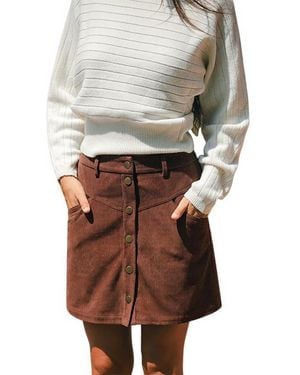 CUPSHE Good For The Soul Mini A-line Corduroy Skirt - Black