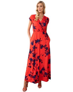 Hotsquash London Faux-wrap Jersey Maxi Dress - Red