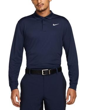 Nike Victory Dri-fit Long Sleeve Golf Polo Shirt - Blue