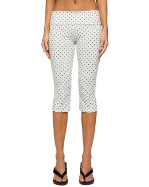 Edikted Eloisa Polka Dot Foldover Capri Pants - Multicolor