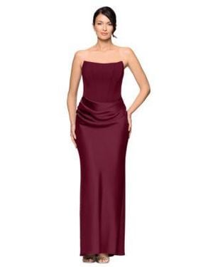 Betsy & Adam Betsy Adam Mixed Media Strapless Corset Gown - Red