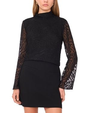 1.STATE Long Bell Sleeve Open Back Tie Top - Black