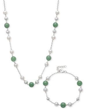 Macy's 2-pc. Set Dyed Green & Cultured Freshwater Pearl (6-7mm - Metallic
