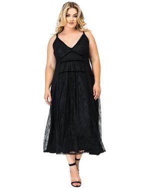 Standards & Practices Plus Size Lace Maxi Slip Dress - Black