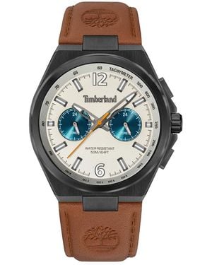 Timberland Quartz Analog Genuine Leather Band Watch 43.5mm - Gray