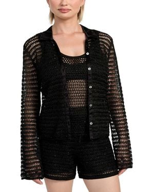 Guess Bella Embellished Knit Shirt - Black