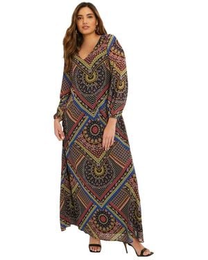 June + Vie June + Vie Plus Size June + Vie Chiffon Maxi Dress - Brown
