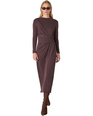 Whistles Ruched Detail Midi Dress - Purple