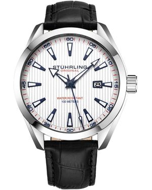 Stuhrling Leather Strap Watch 42mm - Gray